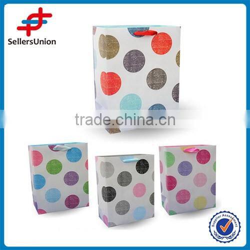 size "L",spring paper bags, 4 designs cheap fancy paper big gift bags with ribbon handles