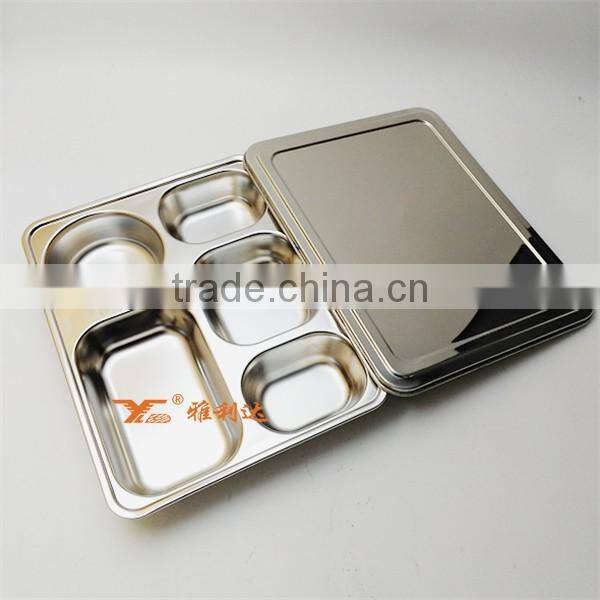 304 custom stainless steel bento lunch box 5 compartment take-out food container for picnic