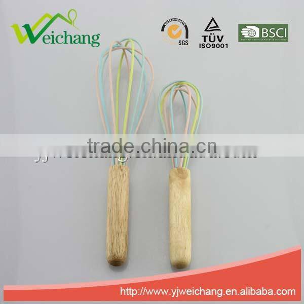 WCW006 New design Egg whisk Silicone Wire Whisk, Egg Frother, Milk & Egg Beater Blender wood handle