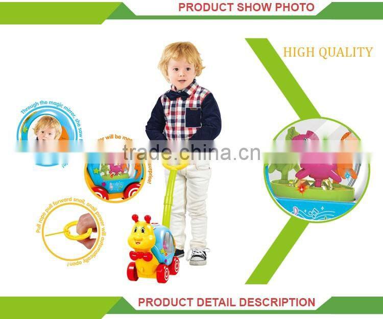 Top selling cartoon snail music high quailty kid car push handle