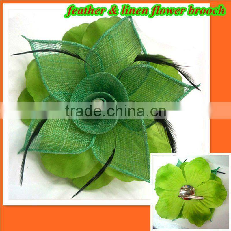 Luxury Large linen flax brooch / hairband with rhinestone