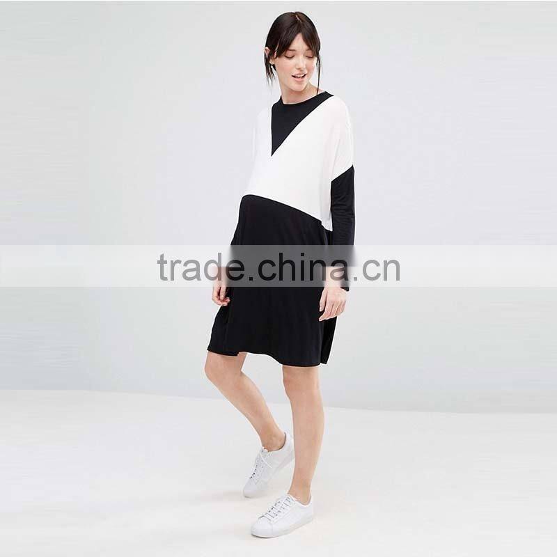 2016 Autumn Women Colour Block Design Maternity Maxi Dress HSD9705