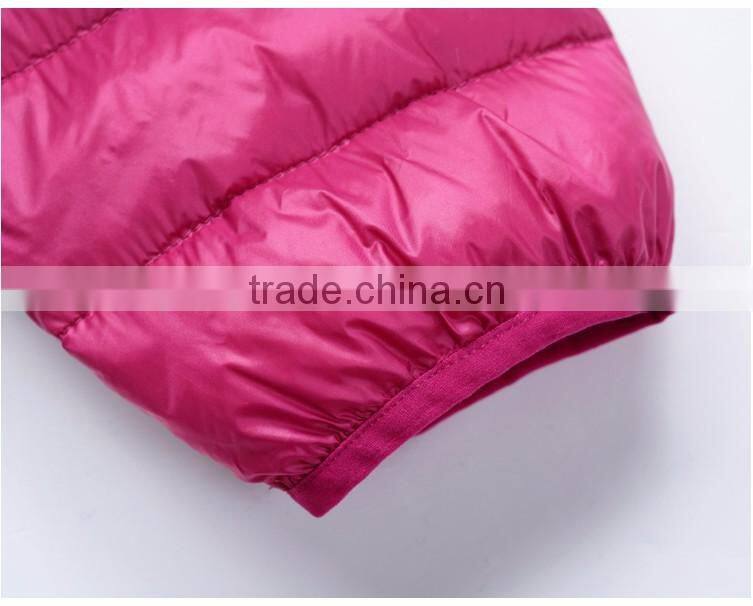 2016 customized manufacture fashionable winter thin ladies down jacket with hoodie