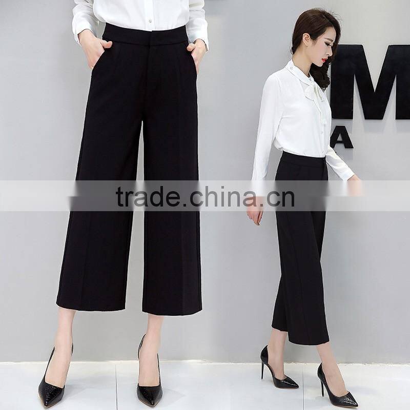 Wholesale women's wool wide leg palazzo trousers casual pants High waist straight pants