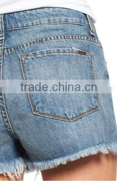 Good Quality Rose Bowl Embroidered Denim Blue Shorts