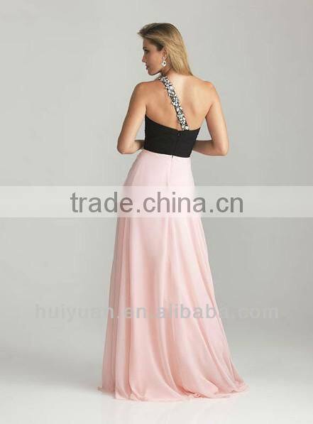 Free Veil Chiffon One-shoulder two colors Evening Dresses