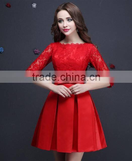 sexy girl cocktail short sleeve lace graduation party dress