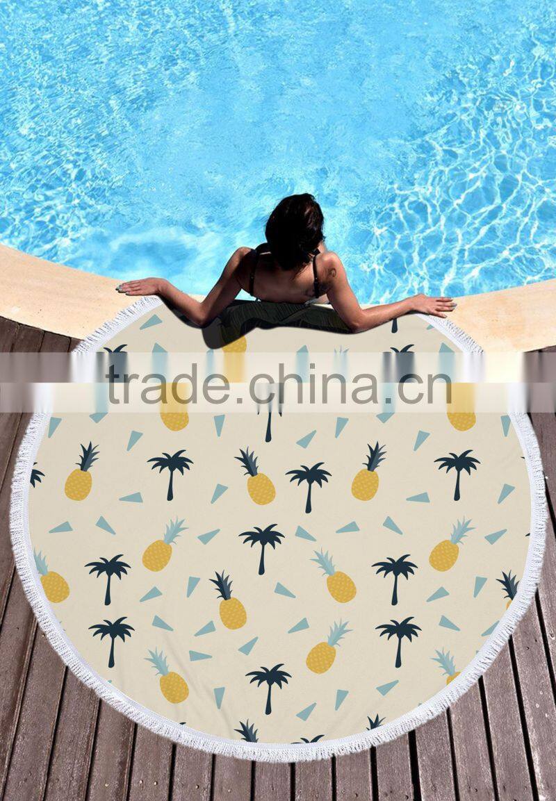 custom printed good quality round towel printed Many color round beach towel