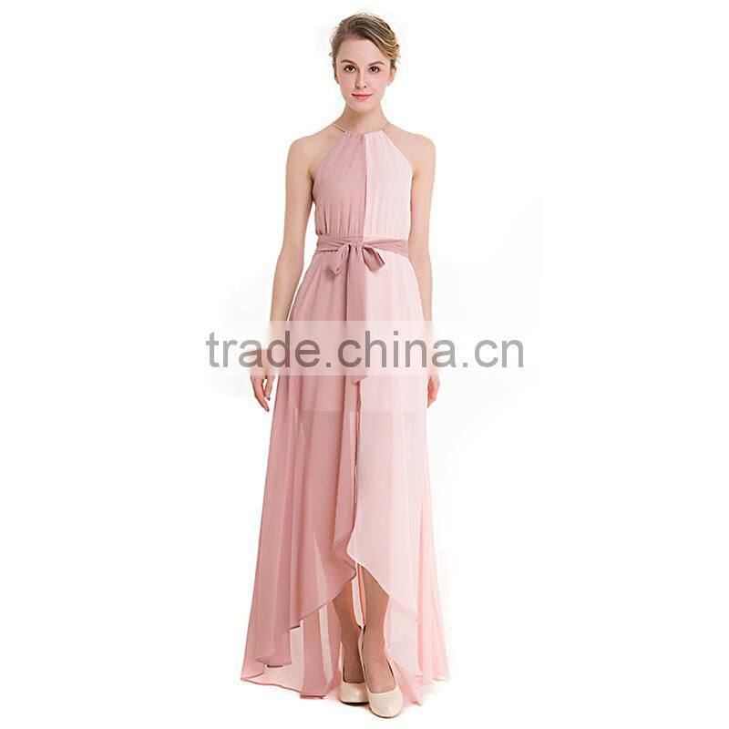 Maxnegio sexy fashion summer maxi patchwork halter dress with belt and tassel eveing dress