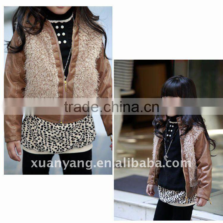 new fashion popular branded jackets girls leather coat for autumn season