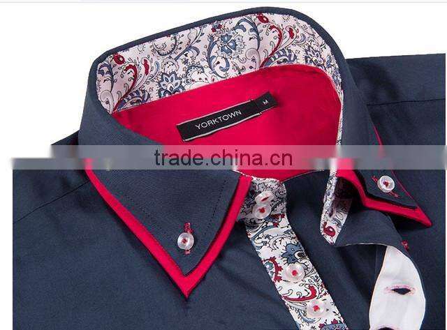 Mens deep color new fashion style shirt Korean version slim long sleeve shirt printed shirt