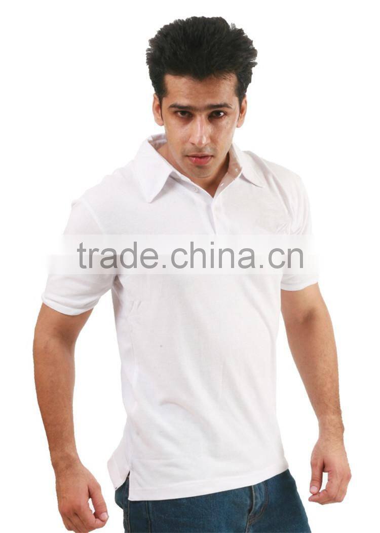 Fashion men's bulk white plain stand neck t-shirt shirt for men polo