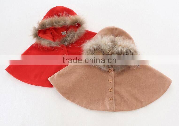 latest western winter children girls faux fur hooded cape poncho