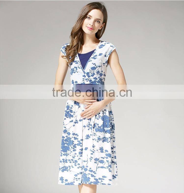 Maternity Evening Dress Loose and comfortable Nursing Clothing Floral Pregnant Mothers Skirts