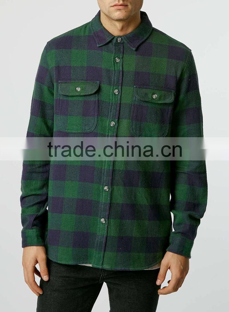 new model flannel long sleeve shirt for man