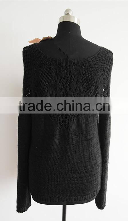 Fashion girls black pullover sweater