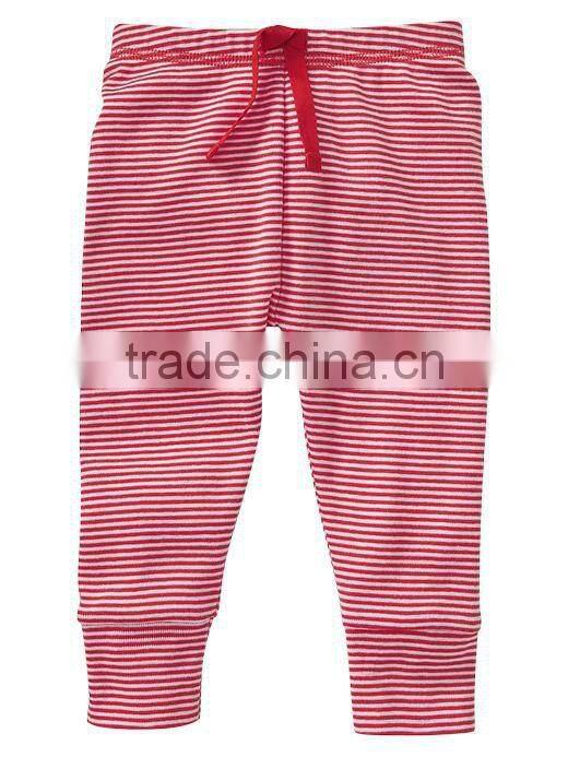 BOYS COTTON STRIPED PANT WITH SOLID WAIST BAND & CUFFS