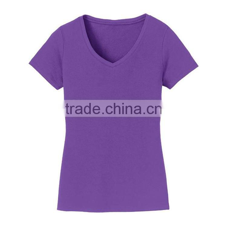 Ladies bulk v-neck bamboo custom print blank sublimation tshirt