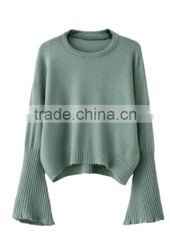 EY0876S Hot Sale 2016 Women Flare Sleeve Knit Pullover Sweaters