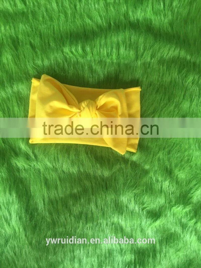 Yellow headband baby girl hot sale kids artificial bow headbands child girls fashion cotton headband