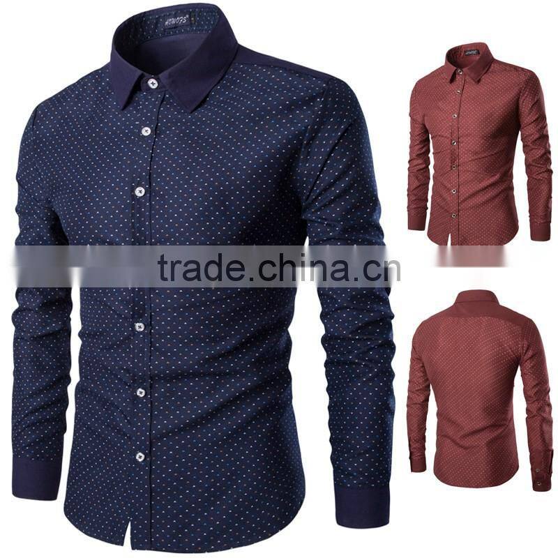 Dot printing long sleeve shirts for men