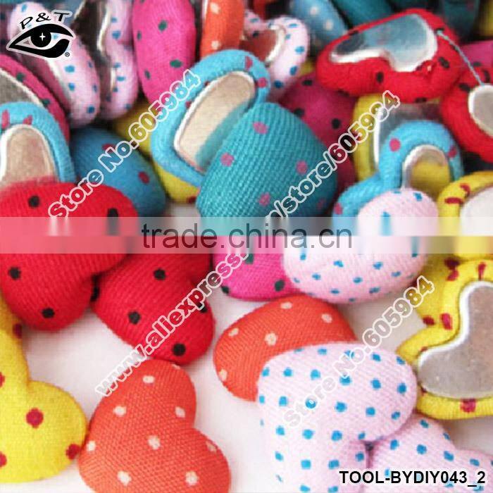 15MM Flatback fabric button heart shaped button for clothing hair accessories craft bags shoes