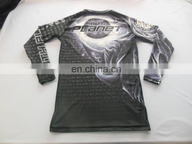 Custom printed long sleeve mma rash guard rashguard manufacturer