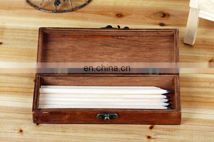 High quality vintage wooden pencil case beautiful wooden pencil storage