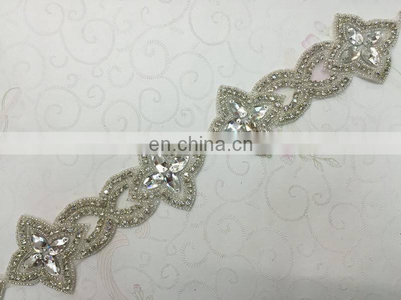2016 Hot Fix Motif Bridal Wedding Dress Accessories Crystal Bridal Applique Trim