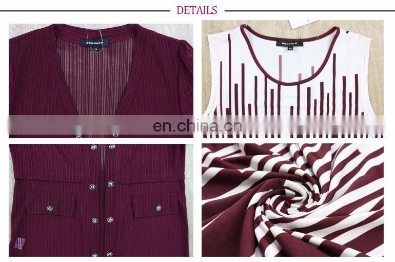 European Design Summer Long Solid Cardigan Roll Up Sleeve With the Vest Printed Dress Women's Set Suit Dress