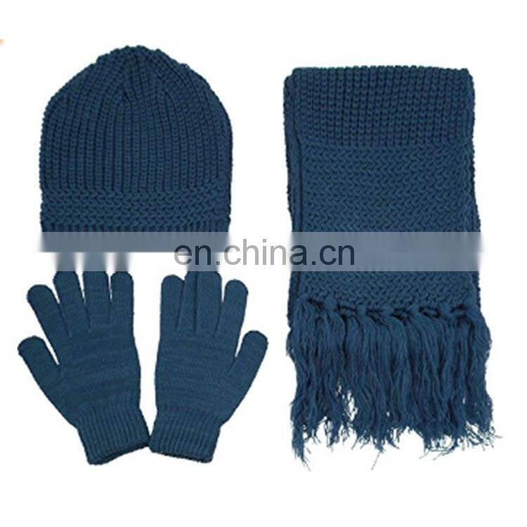 Custom Winter hat Knitted gloves 100%arcylic scarf set with embroidery