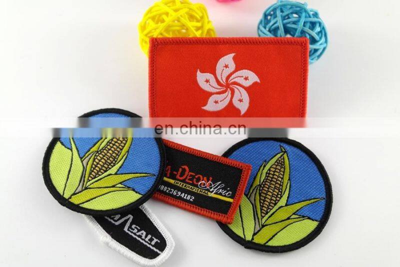 die-cut shape beatiful white background school woven badge customized cheap woven badge for kids personal woven badge for cloth