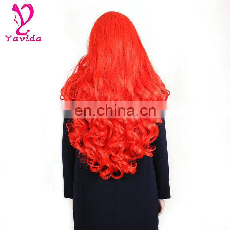 100% High Quality Heat Resistant Fiber Carnival Cosplay Wig Fashion Beautiful Christmas Party Wig red wig