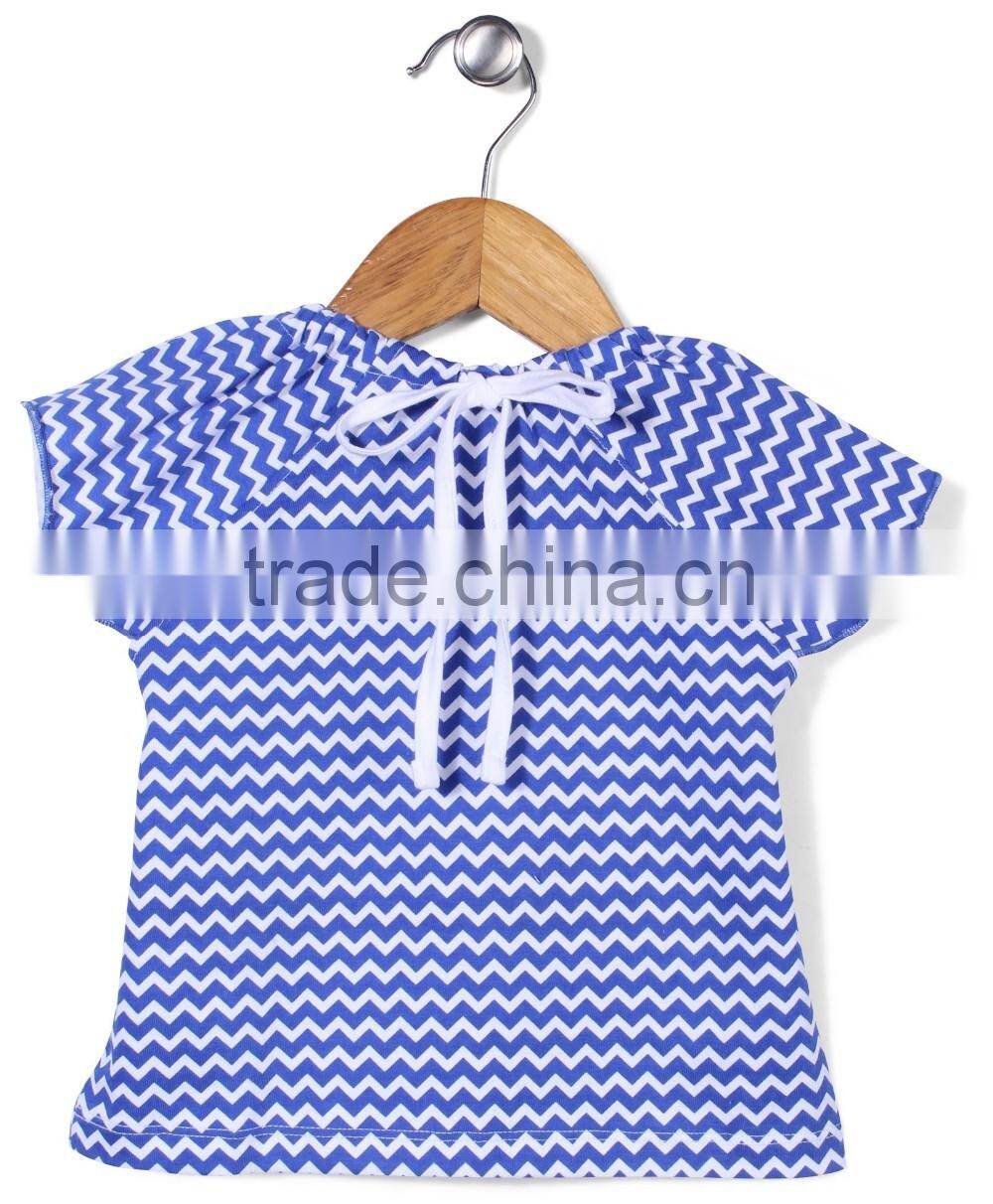 2016 Pictures of girls cotton short sleeves chevron tops with headband