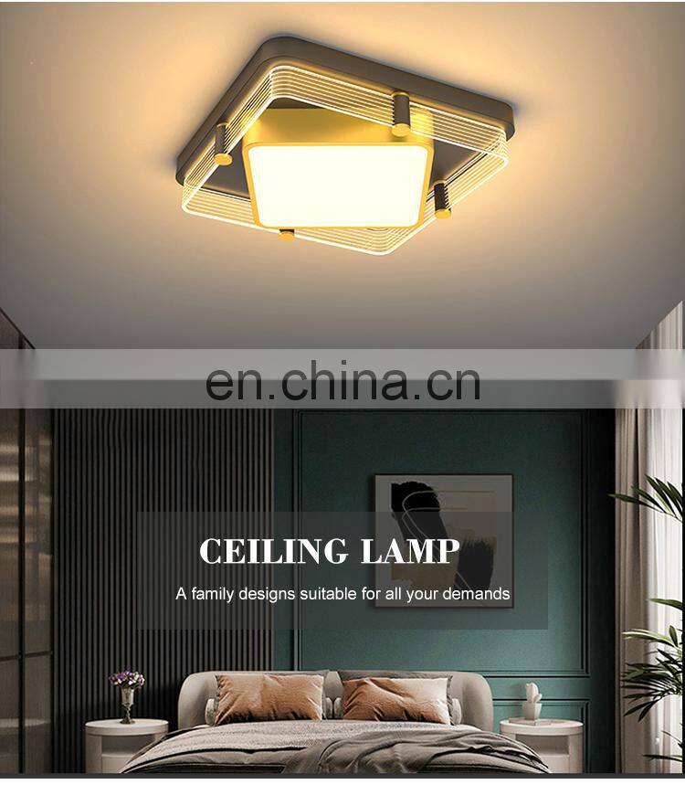High Quality Decoration Indoor Black Gold Living Room Acrylic 36W 48W Modern Square LED Ceiling Lamp