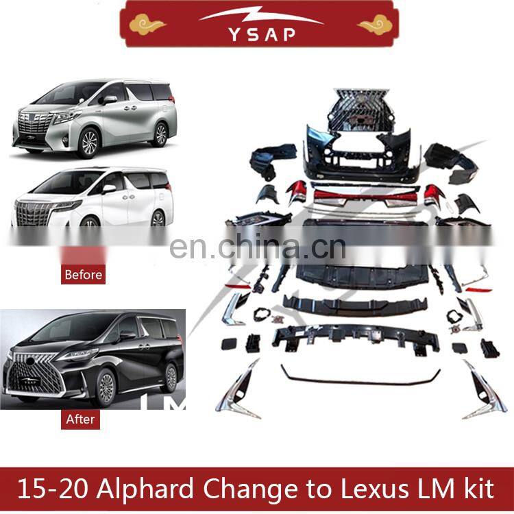New design hot selling auto body kit accessories headlamp taillamp bumper grille for 15-20 Alphard facelift to LM kit upgrade