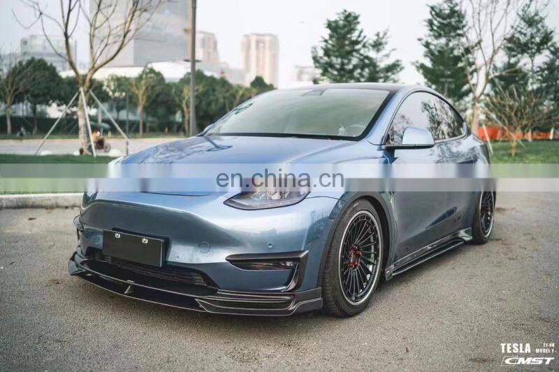 Runde Carbon Fiber Material For Tesla Model Y CMST Style Body Kit Hood Front Lip Side Skirts Rear Lip Spoiler