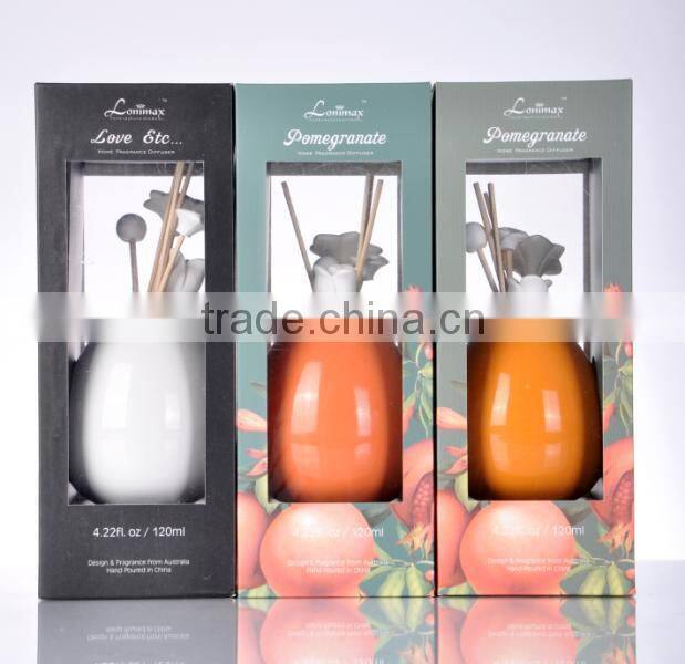 120ml Home fragrance Aroma Reed Diffuser with ceramic bottle and clay decoration SA-0040
