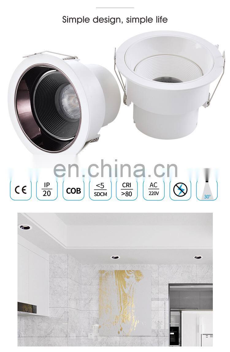 HUAYI China Manufacturer White Color Pc Dimming 6w Indoor Living Room Shop Recessed Mounted Led Spotlight