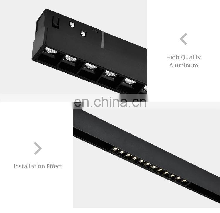 HUAYI New Product SMD Linear Magnetic Grille Lamp 6watt 12watt 18watt 24watt LED Track Light