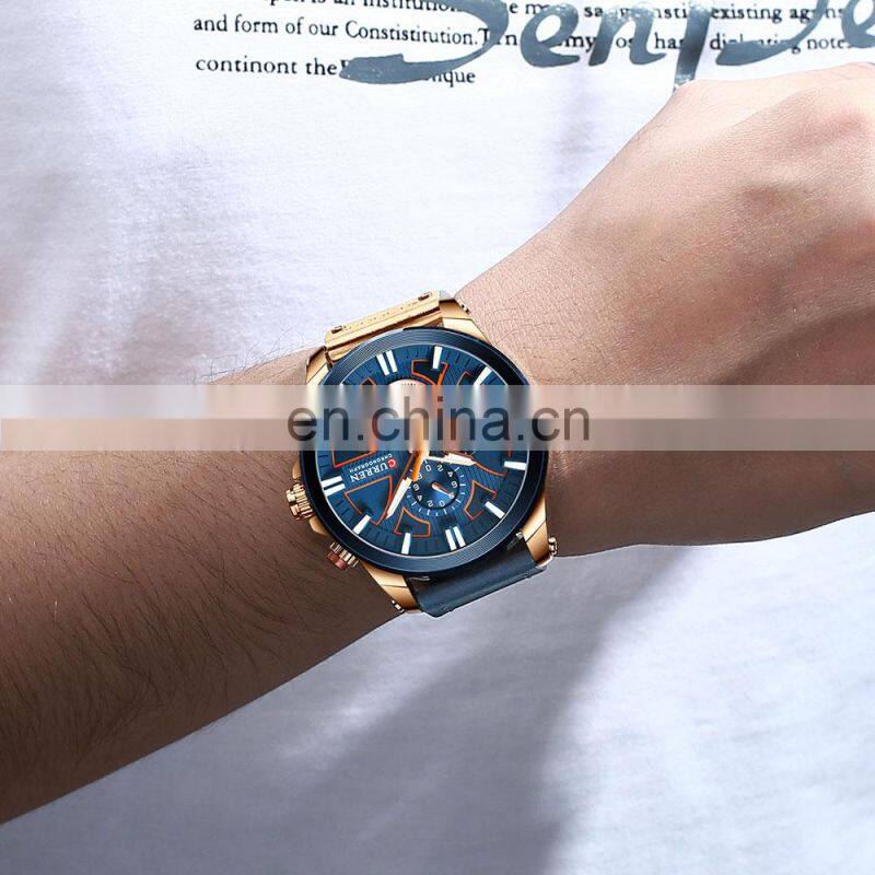 CURREN Casual Sport Watches for Men Blue Top Brand Luxury Military Leather Wrist Watch Man Clock Fashion Chronograph Wristwatch