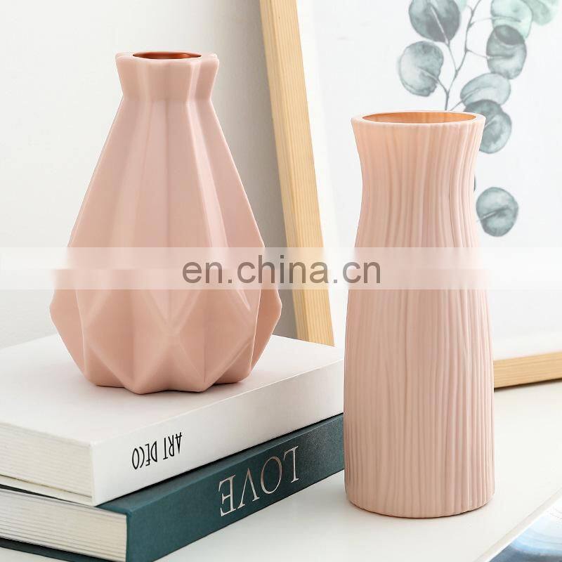 Plastic Flower Vase Decoration Home White Imitation Ceramic Flower Pot Nordic Decoration Vases for Flowers