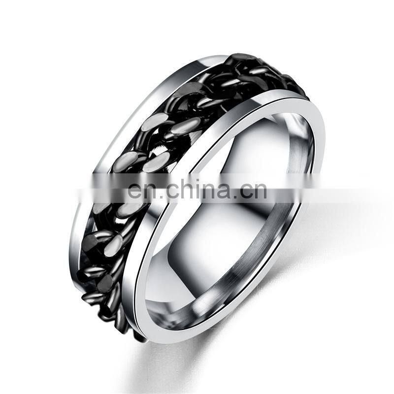 2020 Fashion Charm Men Women Jewelry Rotatable Chain Stainless Steel Ring