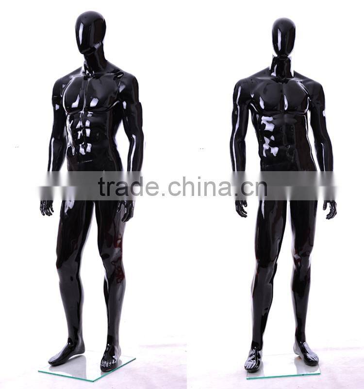 glossy black fiberglass stand male mannequin