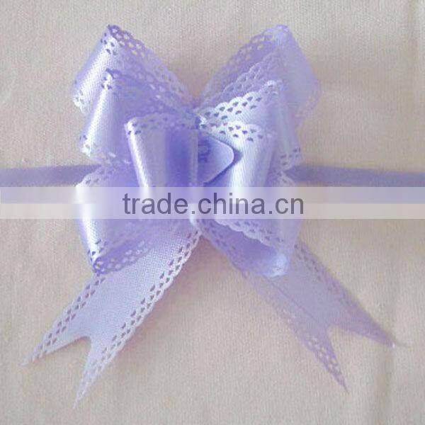 China Wholesale Hongkong Pull Bow in Gift Packing Decorative/ White Plain Poly Hongkong Pom Pom Pull Ribbon Bow