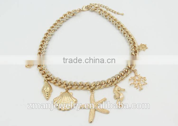 2016 Modern Latest Design Gold Starfish Necklace Handmade Chunky Necklace