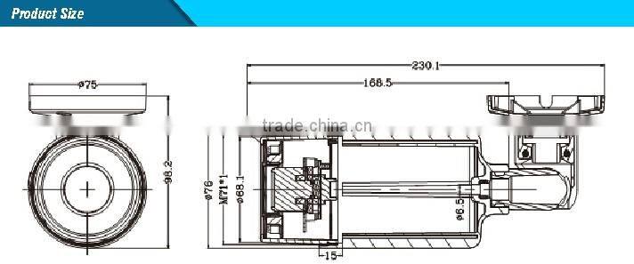 H.264 High Quality 1.0MP HD IP IR Bullet CCTV Camera With POE 2.8-12mm Vari Focal Lens