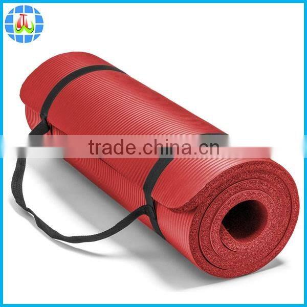 anti-slip moisture NBR fitness yoga mat with carry strap for gymnastic fitness