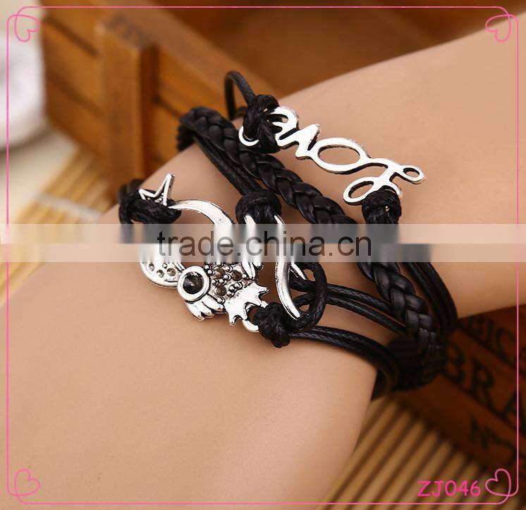2015 Hot Popular Multilayer Handmade Leather Bracelet for Men