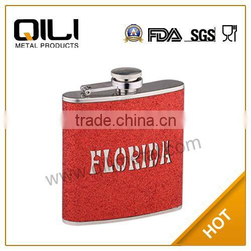 7oz Glitter Wrapped Plastic Hip Flask